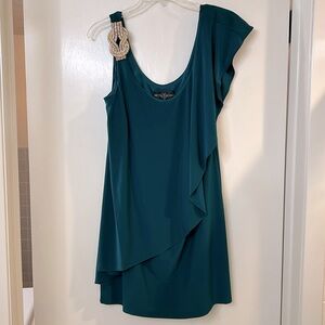 New!!  Betsy & Adam dress, gold rhinestone, 1 shoulder, size 12P